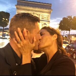 Christy Turlington Instagram - 🥂 to 22 years married. 2 kids in college. 2 fur babies. 2 many memories to name but a few sweet kisses to remind us where we started and how far we’ve come together. 💞