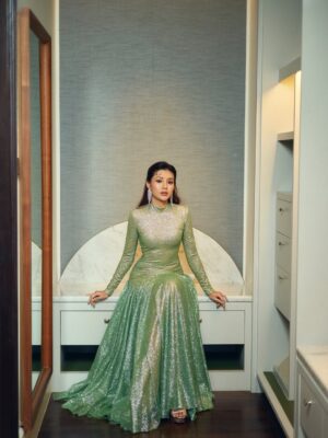 Chue Lay Instagram - Elegance looks like this 💚✨

Photo- Aung Zaw(LoveSpace)
Retouch - Nyi Nyi Hla Baw(LoveSpace)
Dress - @zippyzenith 
Stylist - @hannaynainglynn 
Makeup - KarKar Makeup Artist
Hair - May Paing

#ChueLay #actress #elegant