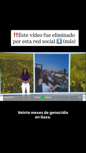 Cristina Saavedra Instagram - Lo publiqué el 21 de junio 2025. El 11 de septiembre de 2025 esta red social lo eliminó. 

Ayer, 20 de septiembre me di cuenta de la eliminación y presenté una reclamación.  Lo han vuelto a admitir. Que fue un error, me han dicho…

Vuelvo a escuchar el audio de lo que dije aquel día (todavía formaba parte de esa cadena) y 3 meses después seguimos igual de mal. La Unión Europea nos sigue avergonzando. 

Vamos tardísimo.
Y sobre esto, otro día hablamos de los que ahora, 23 meses y medio después alzan la voz desgañitados contra un genocidio del que eran conscientes y durante meses callaron, lo silenciaron, tenían imágenes y testimonios, muchos compañeros periodistas trabajábamos en ello. Algunos de los que ahora gritan tenían un altavoz para usarlo hace meses y lo ocultaron. Callaron. Y trataron de callar a otros.

Vamos muy tarde, los seres humanos asesinados por Netanyahu superan el centenar casi cada día. Ojalá hubiera habido este estallido solidario antes... 

Pero estamos aquí. Seguid. Sigamos. Que no nos callen!
