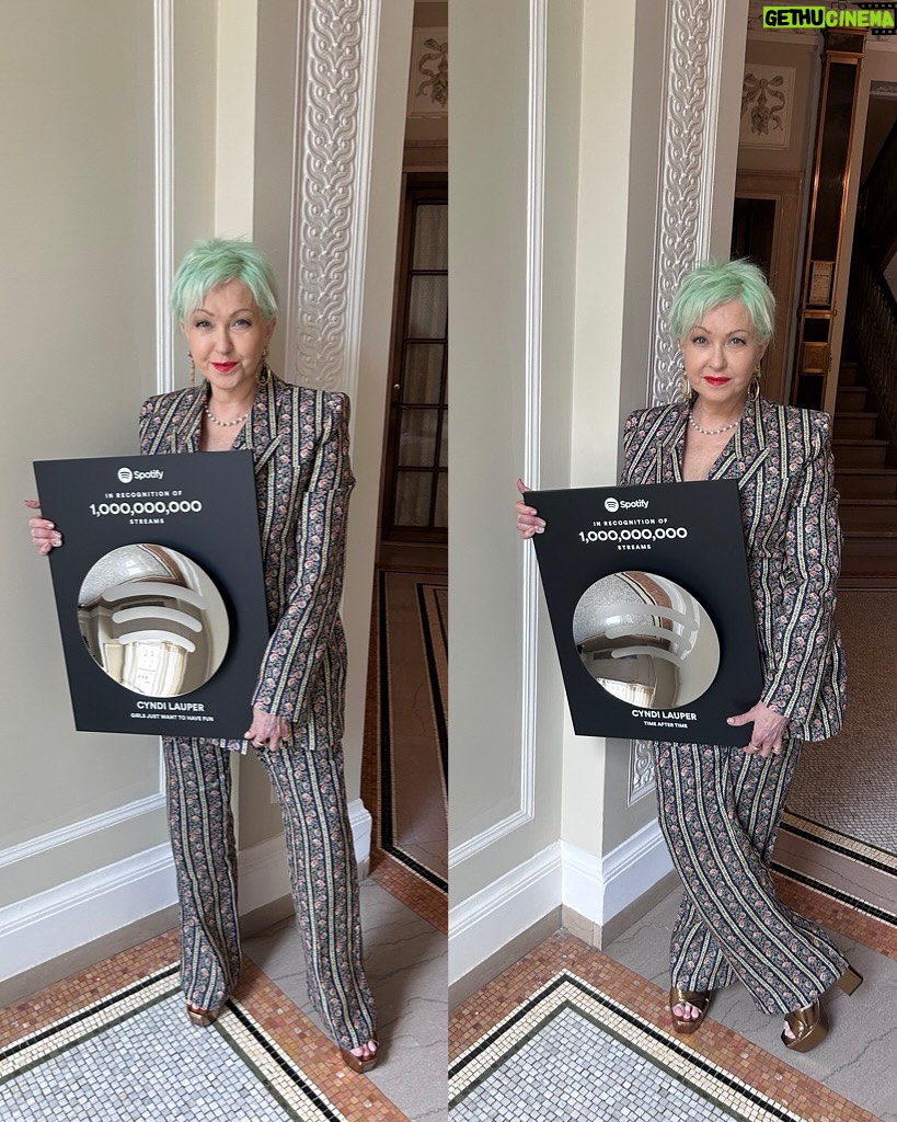 Cyndi Lauper - 126.4K Likes - Playing catch up since getting off tour. Thank you everyone for helping me land another song in Spotify’s Billions Club! “Time After Time” joined “Girls Just Want to Have Fun” earlier this year. Thank you to @Spotify and all of our partners! I share this with you all. 😘

.

Photo con @nafra25
