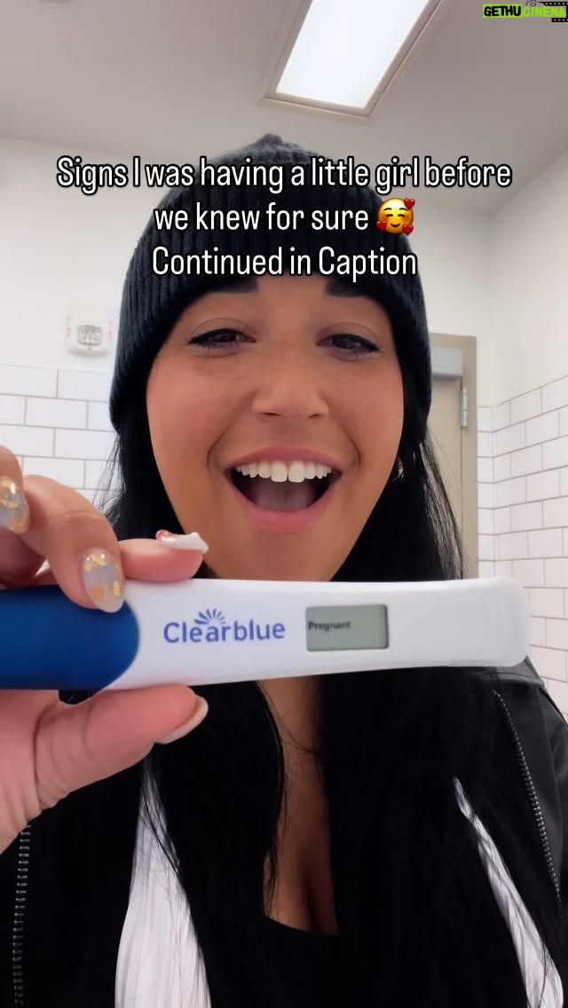 Dana Alexa - 1.1K Likes - Here’s me finding out I was pregnant in a Target bathroom in the middle of manhattan. lol Backstory: we were staying in the tiniest apartment in midtown and Jason is SO NOSEY- so I knew if I brought the test back and/or tested at home he’d be all up in my business and I wanted to be able to surprise him. lol. This was literally the first month we decided we were open to trying for another baby, so that is where some of the shock was hitting 😂 We also found out about Everest on the exact same day two years prior - so the Full Circle was CRAZY. 

Here are some of the signs, both spiritual and supertitious, that lil mama was a girl before we confirmed it 🩷🫶🏽🤰🏻

1. When I found out (in this clip) “American Girl” was playing on the radio
2. A lady bug crawled out of the vent and hung out on the ceiling while I waited for the test to say positive 🐞 
3. From the get go every single person that we told said “it’s a girl” - not even a single question or hesitation, every single person
4. I had few cravings with Everest but they were all salty- with her, the cravings are sweet (and I hate sweets)
5. Her heart rate was always over 140
6. When we brought the envelope to the bakery to get the gender reveal cake made, the business next door was called “girl talk” 
7. When I was shopping for gender reveal decor for her party, I picked up some napkins and mixed in with the plain was a pack of “it’s a girl” napkins. 
8. Our first ultrasound was in the pink, “it’s a girl” room. 
9. This pregnancy was COMPLETELY different - honestly I feel so much better than I did when I was in pregnant with Ever. 
10. Jays mom predicted we would have a boy and a girl way back when I was pregnant with Everest 🥰

Did any of you mamas have signs about ur little one before u confirmed it!?? Share them with me in the comments!