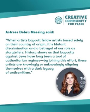 Debra Messing Instagram - Entertainment leaders from around the globe including Liev Schreiber, Mayim Bialik, Gene Simmons, Debra Messing, Sharon Osbourne, Greg Berlanti, Jerry O’Connell, Howie Mandel, Jennifer Jason Leigh, Lisa Edelstein, Erin Foster, Anthony Edwards, Rebecca De Mornay, Sherry Lansing, Haim Saban amongst over 1,200 others to reject the cultural boycott of Israel.