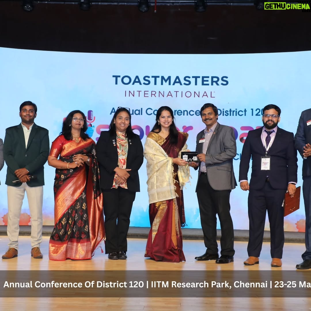 Deepa venkat - 5.4K Likes - Glimpses of "Discover 2025"😊

Honoured to have been the guest speaker at this prestigious annual conference of @district120toastmasters @toastmastersofficial , that too in the Centennial year of this amazing organization. 

Thanks to Mr.Mohanakrishnan G, DTM and  Mrs. Vijayalakshmi, you were so kind. Loved the energy of the audience, their response and feedback. Meant a lot! 

And I must say, I thoroughly enjoyed the process of preparing myself for this particular event. 

We learn, grow and try to get a little better each day. 

#discover2025 #toastmastersinternational #district120toastmasters