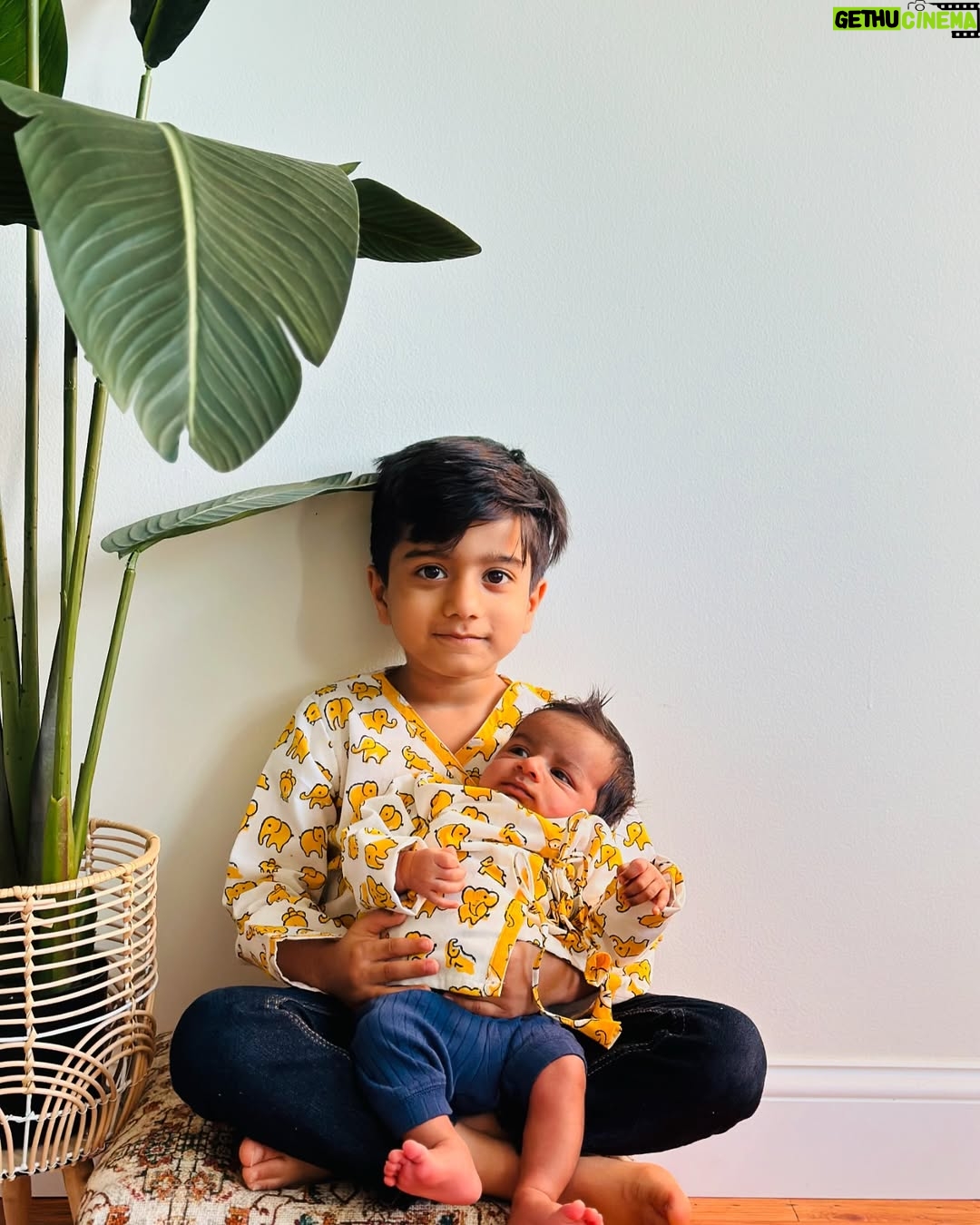 Deepika Jayaraman - 16.7K Likes - Vyom & Vyan 
👦🏻👶🏻
Vyom- Sky/ Space 
Vyan- Life giving Air

Boys outfit @projectlove_bydeera