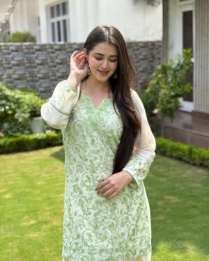 Dhwani Gupta Instagram - Tum ho toh 🌙🕊️

Got this suit stitched from @darji_oncall and I absolutely loved how it fits me !!! Definitely try their services with comfort of home🫶🏻

#explore #explorepage #trending #viral #foryou #foryoupage #fyp #fypage #jammu #jammugirl #jammuhomeservice #suits #traditional #ethnic #ootd #fashion #lifestyle 

[suits, ethnic, traditional, fashion, lifestyle, simple looks, elegant outfit, ootd, coord set, Jammu, Jammu girl, Jammu home services, trend, outfit inspo, desi looks, desi girl, desi outfit]