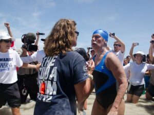Diana Nyad Instagram - It was Labor Day 12 years ago that my Xtreme Dream Team and I walked up onto the beach in Key West, after my swimming 52 hrs, 54 mins from Havana. The grand adventure of a lifetime and I will never forget any member of my committed team. Bonnie was the strength of the crossing. Candace (silver hair) was the only person on my boat all five times, over 35 years, going back to the first attempt in 1978. The box jellyfish stings could have been fatal. My shark divers were brave. 
Yes, life goes ONWARD, but the memory never seems to fade.
Still proud. 
•
#nyad #cubaswim #swimminghistory #epic #oneward #neverevergiveup #findaway #xtremedream