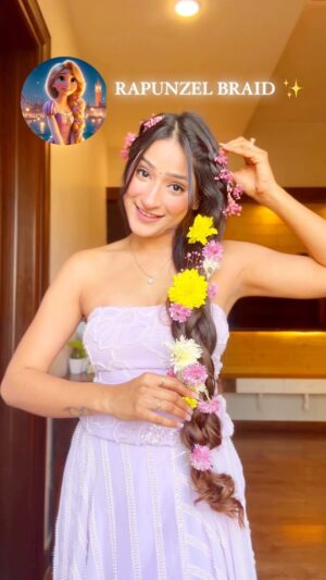 Divya Nagar Chaudhary Instagram - A little Christmas Magic ✨
#rapunzel #hair
.
.
.
.
.
.
.
#indian #hair #hairtutorial #hairstylist #fashion #fyp #trendingreels #fypage #indianlook #trendingsongs #disney #disneyland #longhair #flower #floral #dress #contentcreator #hairtransformation #hairideas