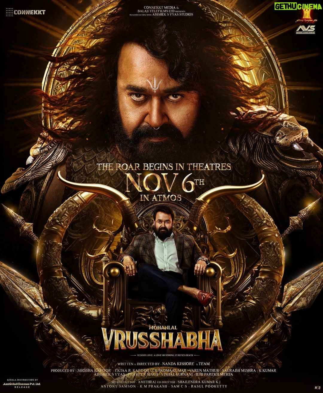 Ekta Kapoor - 136.8K Likes - The ground shakes. The sky burns. Destiny has chosen its warrior. #Vrusshabha arrives on 6th November! 

#RoarOfVrusshabha #VrusshabhaOn6thNovember 

@samarjitlankesh @nayansarika_05 @rraginidwivedi @connekktmedia @balajimotionpictures @avsstudiosofficial @officialnandakishore @shobha9168 @ektarkapoor #CKPadmaKumar @varunvm.mathur @_imsaurabhmishra @vyasabhishek77 @praveers20 @the_vishal_gurnani @juhiparekhmehtaofficial @aashirvadcine @samcsmusic @resulpookutty @sanjay.c.dwivedi