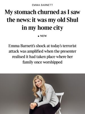 Emma Barnett Instagram - My shul. My people. My community.

I just had to write this. Some how there are some words. @thetimes 

I write this knowing not who did it. There is a freedom in that. To be liberated from the blame game for as long as it lasts; from the narrative of speculation as to why a man in my home city of Manchester woke up this morning, armed himself and decided to go and kill a load of Jews on Yom Kippur, the holiest day of the Jewish calendar. 

What I do know is this: he went to kill my people; my community; at my old Shul. No equivocation. No doubt. Jews were the target and this was planned for the day when as many of them as possible were packed inside Shul praying for their sins. But we will get to that. 

And yeah I don’t feel much like calling it a synagogue right now. It’s a Shul. It’s a Jewish place of prayer, love and community. Heaton Park Shul. The first place I first heard the shofar blown on Rosh Hashanah -an incredible sound from a ram’s horn heralding a new year. The place I loved running around with my friends and collecting sweets strewn around the building by Reverend Olsberg on happy festival days. The place I loved listening to the murmur of prayer and chatter between families, friends, the rabbi and cantor - and the loud shushes when the conversational volume sometimes overtook the prayers.