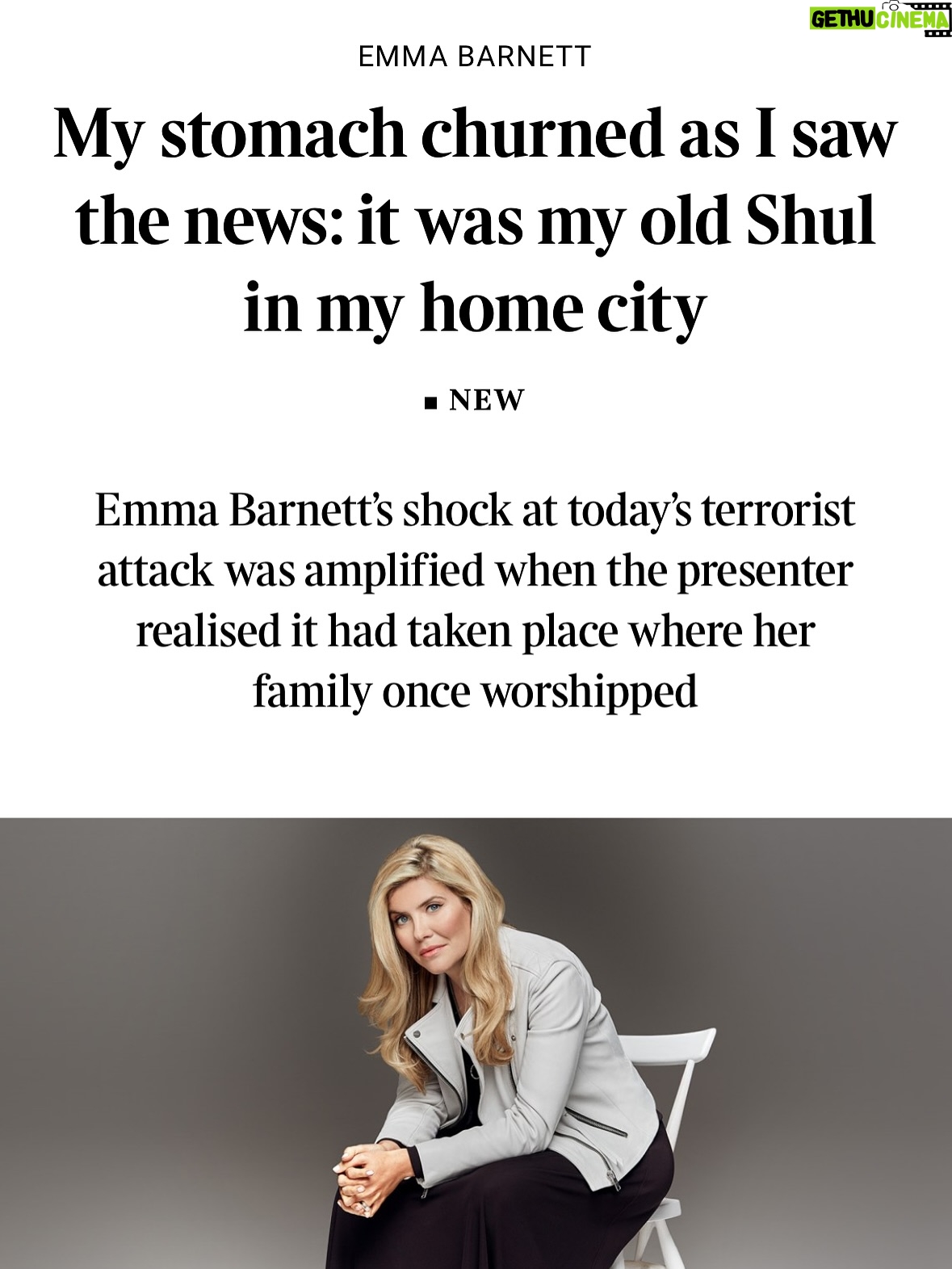 Emma Barnett - 4.6K Likes - My shul. My people. My community.

I just had to write this. Some how there are some words. @thetimes 

I write this knowing not who did it. There is a freedom in that. To be liberated from the blame game for as long as it lasts; from the narrative of speculation as to why a man in my home city of Manchester woke up this morning, armed himself and decided to go and kill a load of Jews on Yom Kippur, the holiest day of the Jewish calendar. 

What I do know is this: he went to kill my people; my community; at my old Shul. No equivocation. No doubt. Jews were the target and this was planned for the day when as many of them as possible were packed inside Shul praying for their sins. But we will get to that. 

And yeah I don’t feel much like calling it a synagogue right now. It’s a Shul. It’s a Jewish place of prayer, love and community. Heaton Park Shul. The first place I first heard the shofar blown on Rosh Hashanah -an incredible sound from a ram’s horn heralding a new year. The place I loved running around with my friends and collecting sweets strewn around the building by Reverend Olsberg on happy festival days. The place I loved listening to the murmur of prayer and chatter between families, friends, the rabbi and cantor - and the loud shushes when the conversational volume sometimes overtook the prayers.