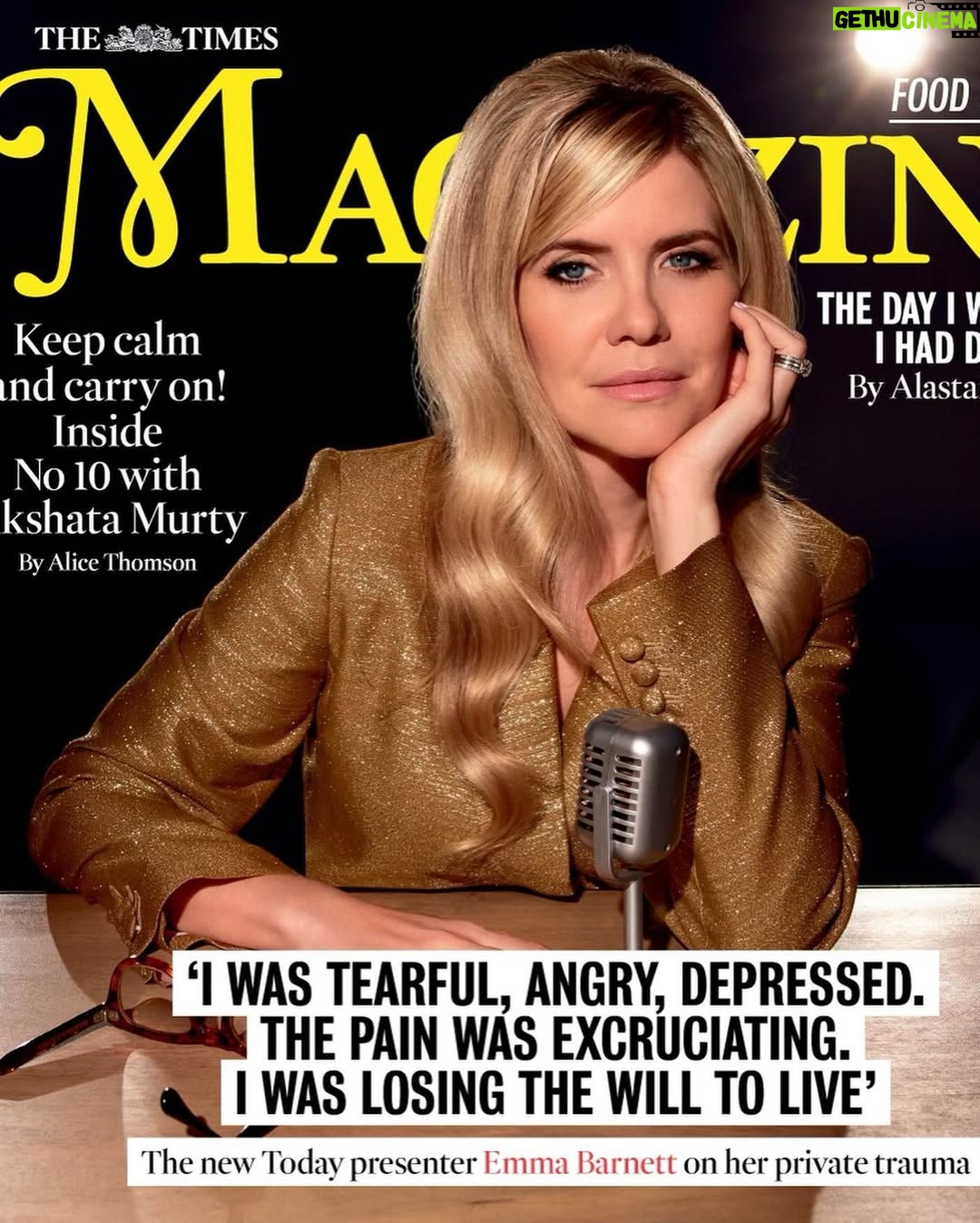 Emma Barnett - 2.2K Likes - Ahead of starting my new job presenting the @bbctodayprogramme this Wednesday - I sat down Alice Thomson of @thetimes and we talked and talked. 
I’d love you to read the full piece - out tomorrow in print on the cover of the @thetimesmagazine and online today. 

Pain; politics; why I typically can’t make friends with those I interview; my need for playlists and a desire to go fishing - it’s all in there. And some. 

Drops tomorrow in print and online today. 

Huge thanks to: 

⭐️ the mag queen @nicola_jeal for having me grace her glossy pages
⭐️ @hannahlouiserogers for finding a banging gold sparkly trouser suit
⭐️ @dankennedyphoto for the magical photography experience and atmosphere (and an awesome playlist)
⭐️ @juliawrenmakeup for the epic make-up skillz 
⭐️ @johanjohn_ for the biggest blow dry - barnet skillz

#mag #newjob #interview #journalism #letsgo #covergirl