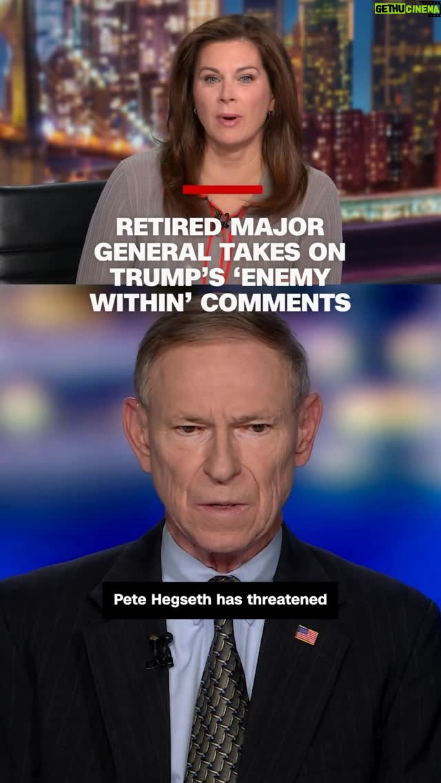 Erin Burnett - 24.6K Likes - Erin Burnett speaks to a retired Major General who addresses Trump’s enemy within comments. #cnn #news #trump #hegseth #military