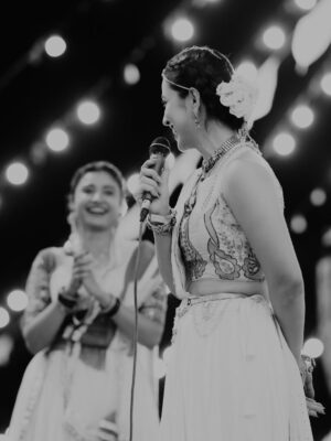 Esha Kansara Instagram - Me and my @shraddhadangar_official making sure we do garba and Bhakti together and @navshakti.navratri helping us maintain that balance of our devotion and fun 🥺🫶❤️🌸 this is the place to be