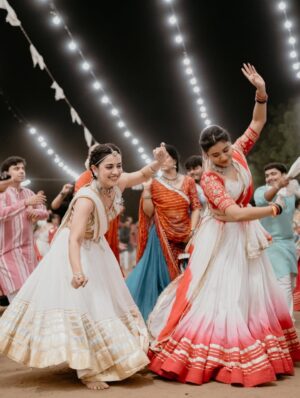 Esha Kansara Instagram - Me and my @shraddhadangar_official making sure we do garba and Bhakti together and @navshakti.navratri helping us maintain that balance of our devotion and fun 🥺🫶❤️🌸 this is the place to be