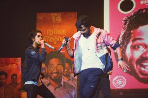 FJ Adisayam Instagram - Every next level of your life will demand a different you 😎
#brothergoals
📸: @adhi_behind_the_lens Thambi 💯
#stagememories #memories #anna #hiphoptamizha #rap #beatbox #naansirithal #performance #peace #fjpeace