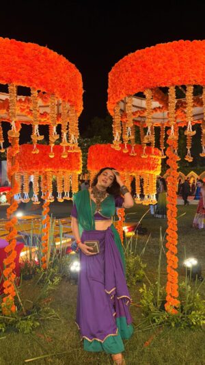 Gaurika Rathi Instagram - The most gorgeous 9 nights>>>>>

Wore this gorgeous set from @label_gaurika 
@paanchamnagarba you were beautiful 🤍🥹