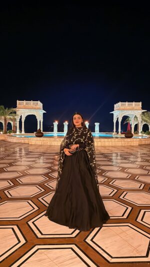 Gaurika Rathi Instagram - Wearing this gorgeous outfit from @poojapranayofficial and the flare of the skirt is beautiful. Ofcourse the duppata steals the show🤍✨
Jewellery @bynirjari 
For all my mang tika girls, this has to be it. The most fashion forward and practical creation have seen in a very long time.

See you all in the comments 🤍
Outfit @poojapranayofficial 
Jewellery @bynirjari 
Clutch @sabyasachiofficial
