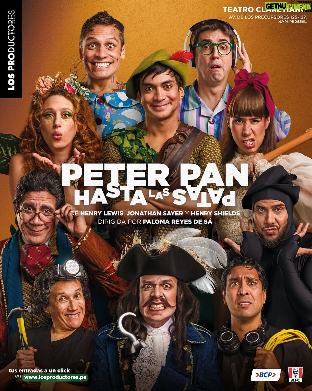 Gisela Ponce de León - 7.1K Likes - [AFICHE OFICIAL] PETER PAN HASTA LAS PATAS 🧚‍♀️
🎭 ❗️Apta para mayores de 14 años❗️✨

Escrita por Henry Shields, Henry Lewis y Jonathan Sayer
Dirigida por @palomareyesdesa 
Dirección Adjunta : @soycarolhernandez 

¡Esta versión de Peter Pan PARA ADULTOS promete ser un desastre garantizado! 

Este espectáculo es una oportunidad única de presenciar cómo a una obra tan conocida como PETER PAN realmente le puede ir HASTA LAS PATAS. Entre risas, desastres y momentos inolvidables vivirás una noche que te hará sentir como si hubieras vivido tu propia aventura en el País de Nunca Jamás.

Elenco: Emanuel Soriano, Patricia Barreto, Gisela Ponce de León, Christian Ysla, Bruno Odar, Francisco Luna, Manuel Gold, Nico Ponce, César García y Giuliana León.

❗️ENTRADAS EN PREVENTA❗️🎟️

📅 Desde el 7 de noviembre
🎟Compra tus entradas en preventa en el link de nuestro perfil o en Joinnus.
📍Teatro Claretiano - Av de los Precursores 125-127, San Miguel
*Preventa válida hasta el 7 de Noviembre o agotar el stock

Gracias al auspicio de KFC y BCP