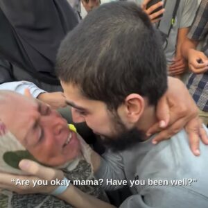 Greta Thunberg Instagram - A Palestinian mother holds a melting chocolate bar after waiting hours to feed it to her son, who has not tasted sugar during the last two years he has spent in Zionist detention. The son, falling at his mother’s feet, refuses the chocolate and insists on kissing her first. “What do I need sugar for when I have you?”

May all our people share in moments like these with their loved ones who remain unjustly detained in Zionist prisons, before and at the hour of Palestine’s liberation.

🎥 Video by @nour_alnajjar96