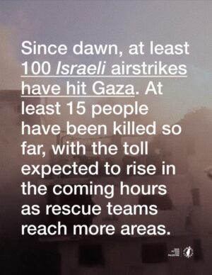 Greta Thunberg Instagram - 🚨 ISRAEL RAINS OVER 100 AIRSTRIKES ON GAZA 🚨

Since dawn, at least 100 Israeli airstr-kes have hit Gaza. At least 15 people have been k-lled so far, with the toll expected to rise in the coming hours as rescue teams reach more areas.

Israel has confirmed it launched a “massive wave” of attacks across the enclave, claiming to target “dozens of sites.” Among those hit were a busy café, family homes, and displacement tents.

On top of slaughter/ng entire families, Israel has announced it will block all aid from entering Gaza until further notice.

TAKE ACTION

* This post includes a free email template — send it to your elected official today - click the link in @humantiproject’s bio, or visit Humanti.org
* You can also use the template as a call guide. Find your MP’s, representative’s or elected official’s number online and speak to them directly.

Demand: Lift the siege, sanctions, a complete two-way trade embargo, and an immediate halt to all weapons shipments to Israel.

Sources on Slide 8