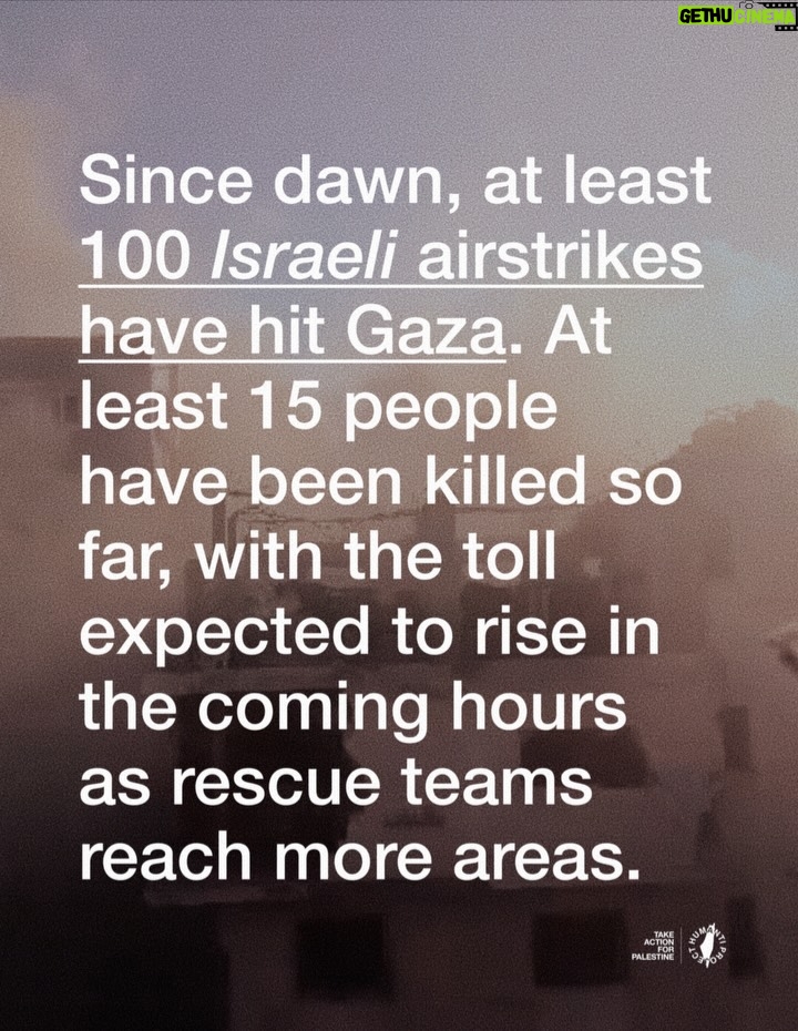 Greta Thunberg - 371.1K Likes - 🚨 ISRAEL RAINS OVER 100 AIRSTRIKES ON GAZA 🚨

Since dawn, at least 100 Israeli airstr-kes have hit Gaza. At least 15 people have been k-lled so far, with the toll expected to rise in the coming hours as rescue teams reach more areas.

Israel has confirmed it launched a “massive wave” of attacks across the enclave, claiming to target “dozens of sites.” Among those hit were a busy café, family homes, and displacement tents.

On top of slaughter/ng entire families, Israel has announced it will block all aid from entering Gaza until further notice.

TAKE ACTION

* This post includes a free email template — send it to your elected official today - click the link in @humantiproject’s bio, or visit Humanti.org
* You can also use the template as a call guide. Find your MP’s, representative’s or elected official’s number online and speak to them directly.

Demand: Lift the siege, sanctions, a complete two-way trade embargo, and an immediate halt to all weapons shipments to Israel.

Sources on Slide 8