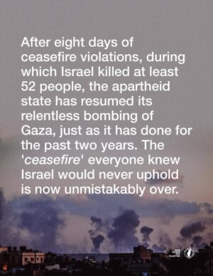 Greta Thunberg Instagram - 🚨 ISRAEL RAINS OVER 100 AIRSTRIKES ON GAZA 🚨

Since dawn, at least 100 Israeli airstr-kes have hit Gaza. At least 15 people have been k-lled so far, with the toll expected to rise in the coming hours as rescue teams reach more areas.

Israel has confirmed it launched a “massive wave” of attacks across the enclave, claiming to target “dozens of sites.” Among those hit were a busy café, family homes, and displacement tents.

On top of slaughter/ng entire families, Israel has announced it will block all aid from entering Gaza until further notice.

TAKE ACTION

* This post includes a free email template — send it to your elected official today - click the link in @humantiproject’s bio, or visit Humanti.org
* You can also use the template as a call guide. Find your MP’s, representative’s or elected official’s number online and speak to them directly.

Demand: Lift the siege, sanctions, a complete two-way trade embargo, and an immediate halt to all weapons shipments to Israel.

Sources on Slide 8
