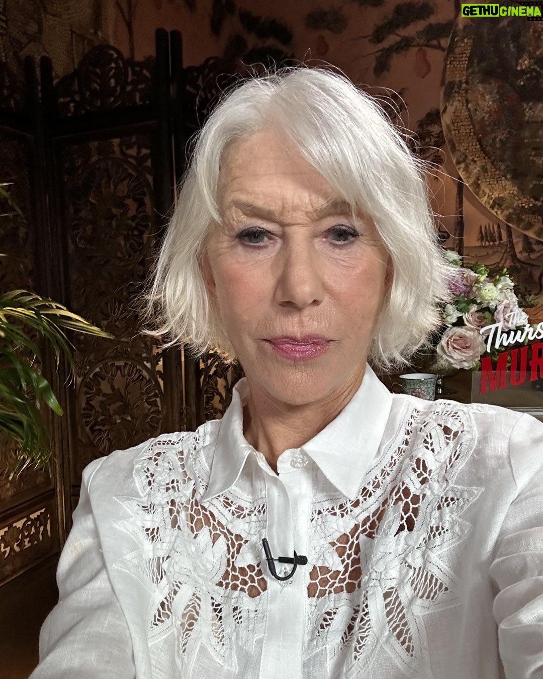 Helen Mirren - 74.9K Likes - Doing press for Thursday Murder Club in New York in My lovely shirt from Casa Andina in Tricase