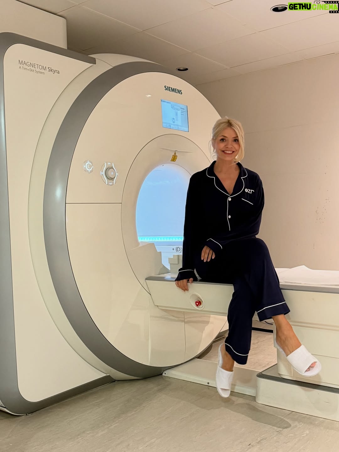 Holly Willoughby - 36.9K Likes - Recently @ezrainc  very kindly invited me for a multi-organ MRI scan, checking for early signs of cancer and 500  other conditions. As we all know, early detection saves lives, and it’s incredible this is now available in London. Having that peace of mind for me and my family is so worth it 💙 . As a company their hope is the more who do this the more available it is for everyone… #gifted