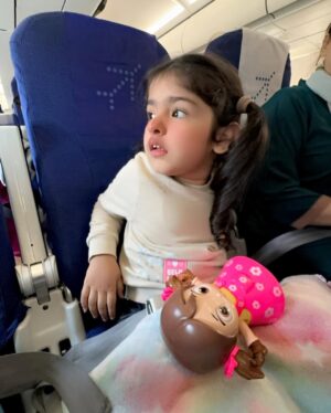 Inaaya Khan Instagram - CAN'T KEEP CALM CUZ IT's MY DAUGHTER BIRTHDAY 😍 🎉 🎂 

 @inaaya.khan17 birthday trip begins ....this day is my most special day of my life which i dont want to replace with any other day ,  also it was her first time experience, sitting solo on the airplane seat during takeoff , as she turns 3 😍 we are sooo happy and excited ... MY BACHAA May ALLAH give you all the happiness in life...mumma,naani, naani & the whole family loves you sooo much ...our little world ..small family ,happy family ♥️ 
:
P:s : the only thing m worried about her birthday is how do we cut cake as inaaya now-a-days is afraid of cake and candles ... even though we try to make her cut cakes still she is very nervous and starts crying ... thinking of to celebrate in some diffrent way ..hope that works .. 🤞😇
:

#3yearold #mydaughter #happybirthday #mylife #happiness #family #inaayakhan #afshakhan
