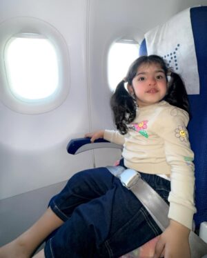 Inaaya Khan Instagram - CAN'T KEEP CALM CUZ IT's MY DAUGHTER BIRTHDAY 😍 🎉 🎂 

 @inaaya.khan17 birthday trip begins ....this day is my most special day of my life which i dont want to replace with any other day ,  also it was her first time experience, sitting solo on the airplane seat during takeoff , as she turns 3 😍 we are sooo happy and excited ... MY BACHAA May ALLAH give you all the happiness in life...mumma,naani, naani & the whole family loves you sooo much ...our little world ..small family ,happy family ♥️ 
:
P:s : the only thing m worried about her birthday is how do we cut cake as inaaya now-a-days is afraid of cake and candles ... even though we try to make her cut cakes still she is very nervous and starts crying ... thinking of to celebrate in some diffrent way ..hope that works .. 🤞😇
:

#3yearold #mydaughter #happybirthday #mylife #happiness #family #inaayakhan #afshakhan