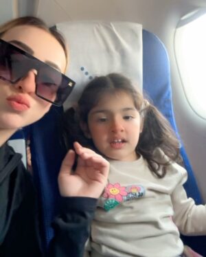 Inaaya Khan Instagram - CAN'T KEEP CALM CUZ IT's MY DAUGHTER BIRTHDAY 😍 🎉 🎂 

 @inaaya.khan17 birthday trip begins ....this day is my most special day of my life which i dont want to replace with any other day ,  also it was her first time experience, sitting solo on the airplane seat during takeoff , as she turns 3 😍 we are sooo happy and excited ... MY BACHAA May ALLAH give you all the happiness in life...mumma,naani, naani & the whole family loves you sooo much ...our little world ..small family ,happy family ♥️ 
:
P:s : the only thing m worried about her birthday is how do we cut cake as inaaya now-a-days is afraid of cake and candles ... even though we try to make her cut cakes still she is very nervous and starts crying ... thinking of to celebrate in some diffrent way ..hope that works .. 🤞😇
:

#3yearold #mydaughter #happybirthday #mylife #happiness #family #inaayakhan #afshakhan