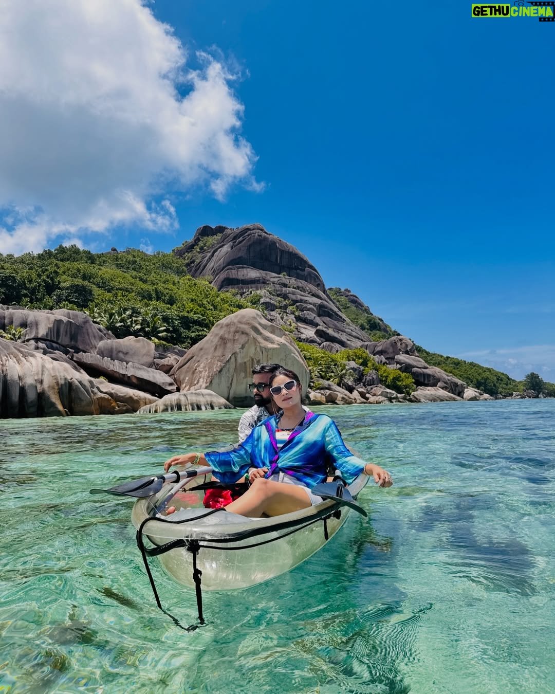 Indrani Das - 1.4K Likes - “Paradise found in Seychelles—where love meets the ocean and every sunset feels like forever. ❤️🌊 #HoneymoonBliss #SeychellesMagic”
