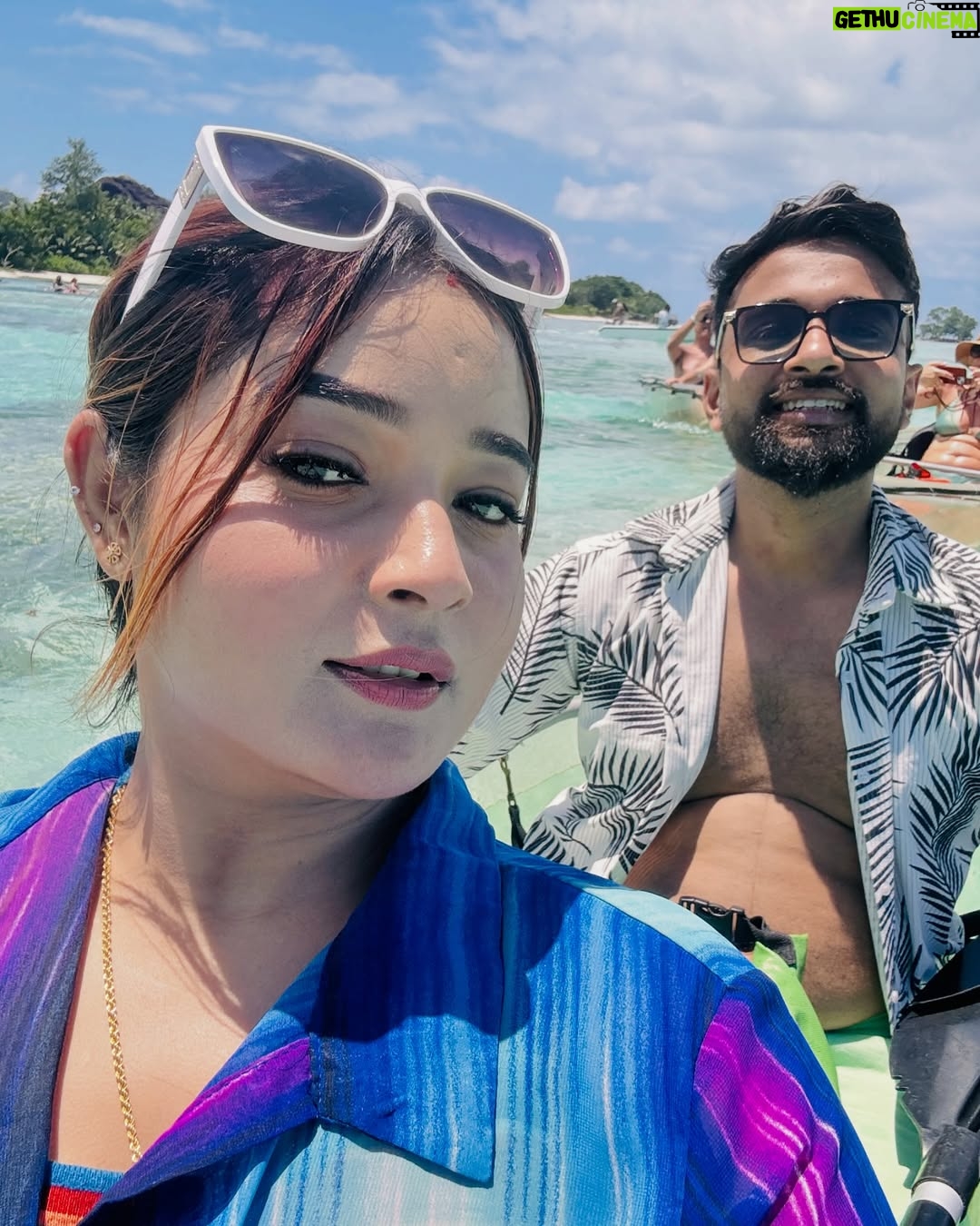 Indrani Das - 1.4K Likes - “Paradise found in Seychelles—where love meets the ocean and every sunset feels like forever. ❤️🌊 #HoneymoonBliss #SeychellesMagic”