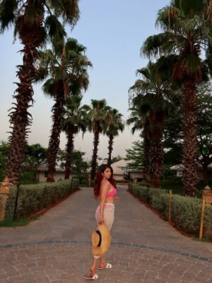 Ishita Anand Instagram - Somewhere between palm trees and pool dreams… you’ll find me, in pink💖

Swipe through and tell me your fav pic ? I’m curious 👀👇

[pink bikini, summer photo dump, palm tree aesthetic, luxury poolside look, resort wear inspo, swimsuit content, golden hour glow, tropical vibes only, travel fashion, aesthetic outfit carousel, jaipur luxury resort, poolside photoshoot, vacation outfit ideas, indian content creator, tropical outfit inspiration]