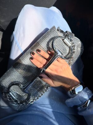 Jocelyn Osorio Instagram - Metallic moments meet powder blue—outside @aquazzura 💙 #streetstyle #nyfw #nyfwstreetstyle