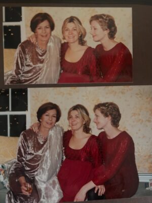 Joely Richardson Instagram - Today in my office clear I found an album I hadn’t seen in years- me mum Tash pregnant with her 1st child Micheal. It’s quite a bananas photo in a way, we’d dressed up for C’mas sup and look a bit peculiar. I’d shorn all my hair off as it’d been dyed so many different colours with various projects. Mum, who never dressed up ( but perhaps memory fails me) looks ready for a premiere. Then a couple of people posted some photos I’d not seen that look intimate and touching: ma with Tash, me and Ma. I don’t really know why I’m sharing these…maybe because I love seeing other peoples posts of younger selves. Anyway, love to all, we all need it, and need to spread it ♥️
