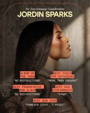 Jordin Sparks Instagram - ✨FOR YOUR CONSIDERATION✨
This my first album that I created where I had 100% creative control. I’m so proud of it. It took a lot of work, love and countless days in the studio writing and recording. Thank you to everyone who helped this vision come to life. I adore you! Send a little love my way on those ballots! 🙏🏽
