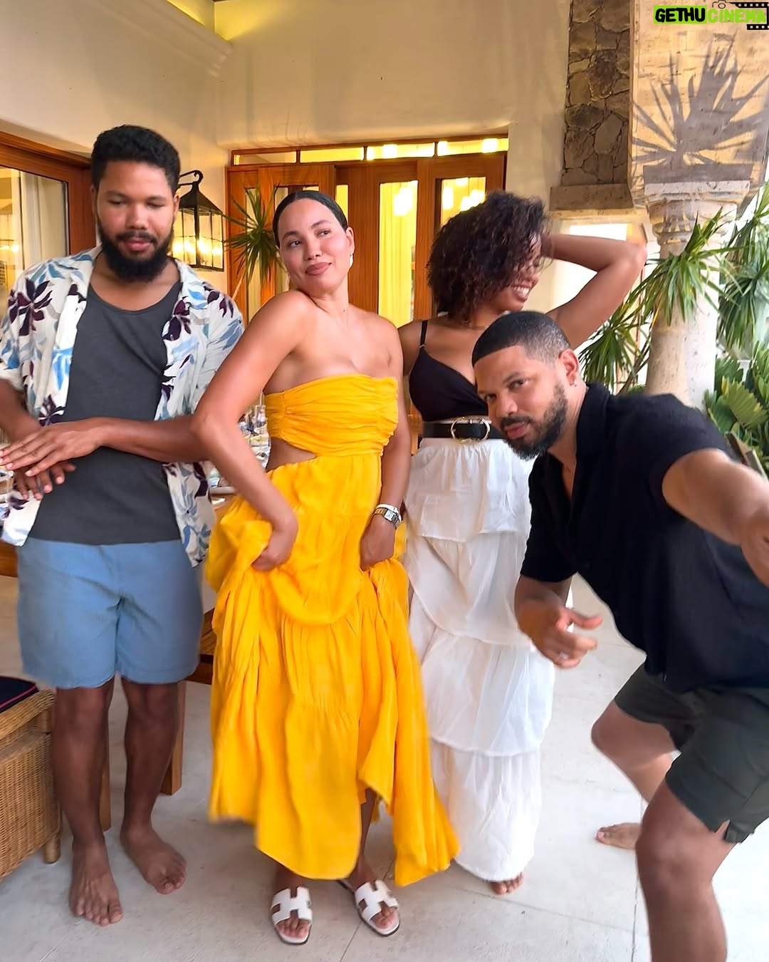 Jurnee Smollett - 140.8K Likes - Thank you all for the lovely birthday messages. I feel so loved! Thanks to @airbnb, my family and I finally made it out of the group chat and celebrated in Cabo, making unforgettable memories! They treated us to a stunning home and delicious private Chef Service for my bday dinner. 

We shared a lot of firsts as a family: 
-First time driving a golf cart ✔️
-First time trying rattlesnake tequila (with my mom) ...she was not a fan ✔️
-First time doing shots with my mother (she hated it🤪) ✔️
-First time going to the beach with my mother as adult ✔️( she hates sand and doesn’t swim haha but enjoyed herself this time)