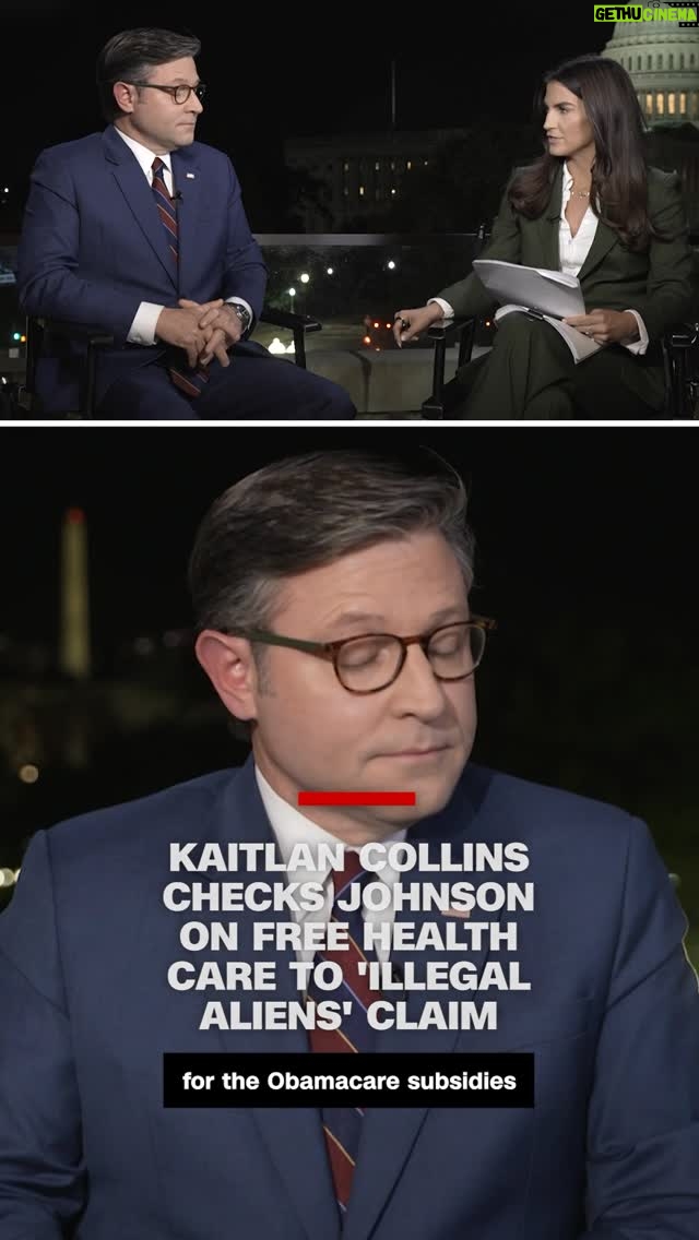 Kaitlan Collins - 51.2K Likes - We pressed Speaker Mike Johnson on the Republican claim being that Democrats want to give free health care to “illegal aliens” amid the government shutdown fight. 

People who are in the U.S. illegally have never been eligible for Obamacare subsidies, and the Republicans’ One Big Beautiful Bill Act narrowed the eligibility of certain legal immigrants.