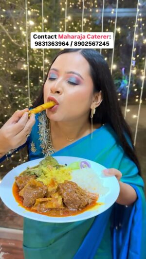 Kamalika Dey Instagram - Because mutton khete hobe š Contact @maharaja_caterer for booking your events.
#mutton #viral