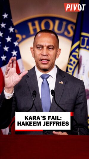 Kara Swisher Instagram - “This guy doesn’t seem to have a clue.”
@KaraSwisher explains why Hakeem Jeffries is her fail this week, as she and @profGalloway dig into why Jeffries and Chuck Schumer “aren’t the guys for the moment.”