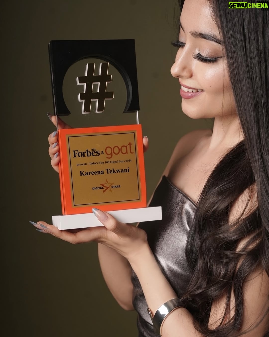 Kareena Tekwani - 5.2K Likes - Made Mom & Dad Proud❤️

Thank you @forbesindia @goat_india_ for this life-changing feature & award ✨

Truly honored to be featured as one of the Top 100 Digital Stars of 2024! Couldn’t be more grateful for this recognition 💕

And to my audience- I have no words, just pure admiration towards y’all! This is our FIRST AWARD in this field (Except for YT PlayButton ofc✨) and it HAD to be Forbes! This still feels like a dream, THANK YOUU for the massive love & support that we could finally reach here! Love and only love❣️

( Forbes India, Forbes India’s Top 100 Digital Stars, Digital Stars Award )