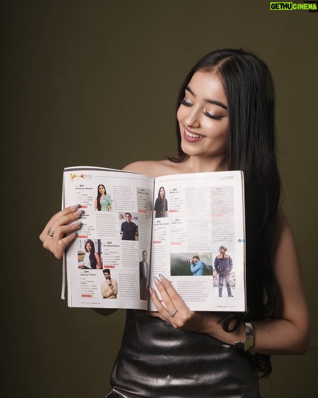 Kareena Tekwani - 5.2K Likes - Made Mom & Dad Proud❤️

Thank you @forbesindia @goat_india_ for this life-changing feature & award ✨

Truly honored to be featured as one of the Top 100 Digital Stars of 2024! Couldn’t be more grateful for this recognition 💕

And to my audience- I have no words, just pure admiration towards y’all! This is our FIRST AWARD in this field (Except for YT PlayButton ofc✨) and it HAD to be Forbes! This still feels like a dream, THANK YOUU for the massive love & support that we could finally reach here! Love and only love❣️

( Forbes India, Forbes India’s Top 100 Digital Stars, Digital Stars Award )