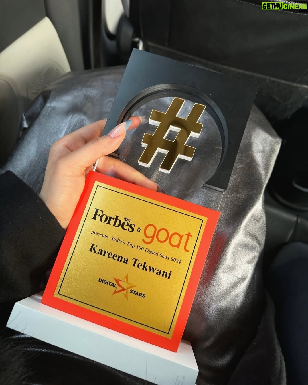 Kareena Tekwani - 5.2K Likes - Made Mom & Dad Proud❤️

Thank you @forbesindia @goat_india_ for this life-changing feature & award ✨

Truly honored to be featured as one of the Top 100 Digital Stars of 2024! Couldn’t be more grateful for this recognition 💕

And to my audience- I have no words, just pure admiration towards y’all! This is our FIRST AWARD in this field (Except for YT PlayButton ofc✨) and it HAD to be Forbes! This still feels like a dream, THANK YOUU for the massive love & support that we could finally reach here! Love and only love❣️

( Forbes India, Forbes India’s Top 100 Digital Stars, Digital Stars Award )