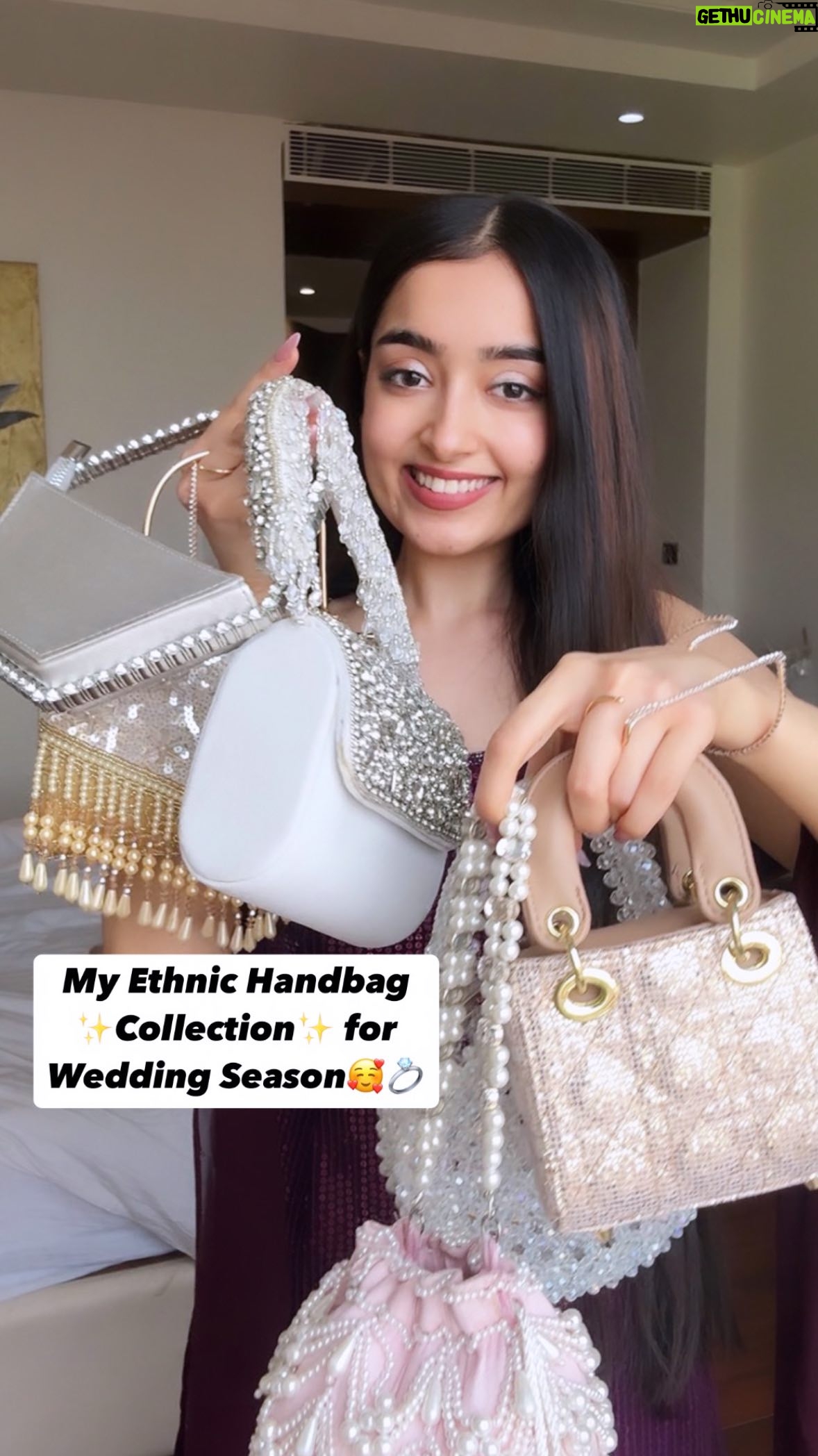 Kareena Tekwani - 7.5K Likes - My ENTIRE Traditional Handbag Collection👜🥰✨

Got sooo many messages for the past few weeks, ever since i shared clips & images from the recent weddings that took place in my family, my DMs are flooded with people asking for individual bag details! So i decide to make a cute Indian bag haul for you guys for this wedding season💍🤌🏻

Bag details -

1. Pink Potli Bag - @peorajewelleryindia 
2. White Crystal Bag - Mehai Fashion, Jaipur
3. Silver Rhinestone Bag - (Shop No. B-48) GT Central, Jaipur
4. Mini Gold Bag - Old GT, Shop - Q-123 (i heart gallery) Jaipur
5. Gold Pearl Bag - Old GT, Shop - Q-123 (i heart gallery) Jaipur
6. Silver Statement Bag - Old GT, (bag shop closed) Jaipur
7. Grey Rhinestone Bag - @house_of_webhin 
8. Off White Potli Bag - @nrbynidhirathi.in 

Show your love if this was helpful 🥰❤️

#traditionalbags #handbagcollection #ethnicbag #baghaul #indianhandbags #weddingbags #shaadisaga #bridesmaidbag #shaadibags