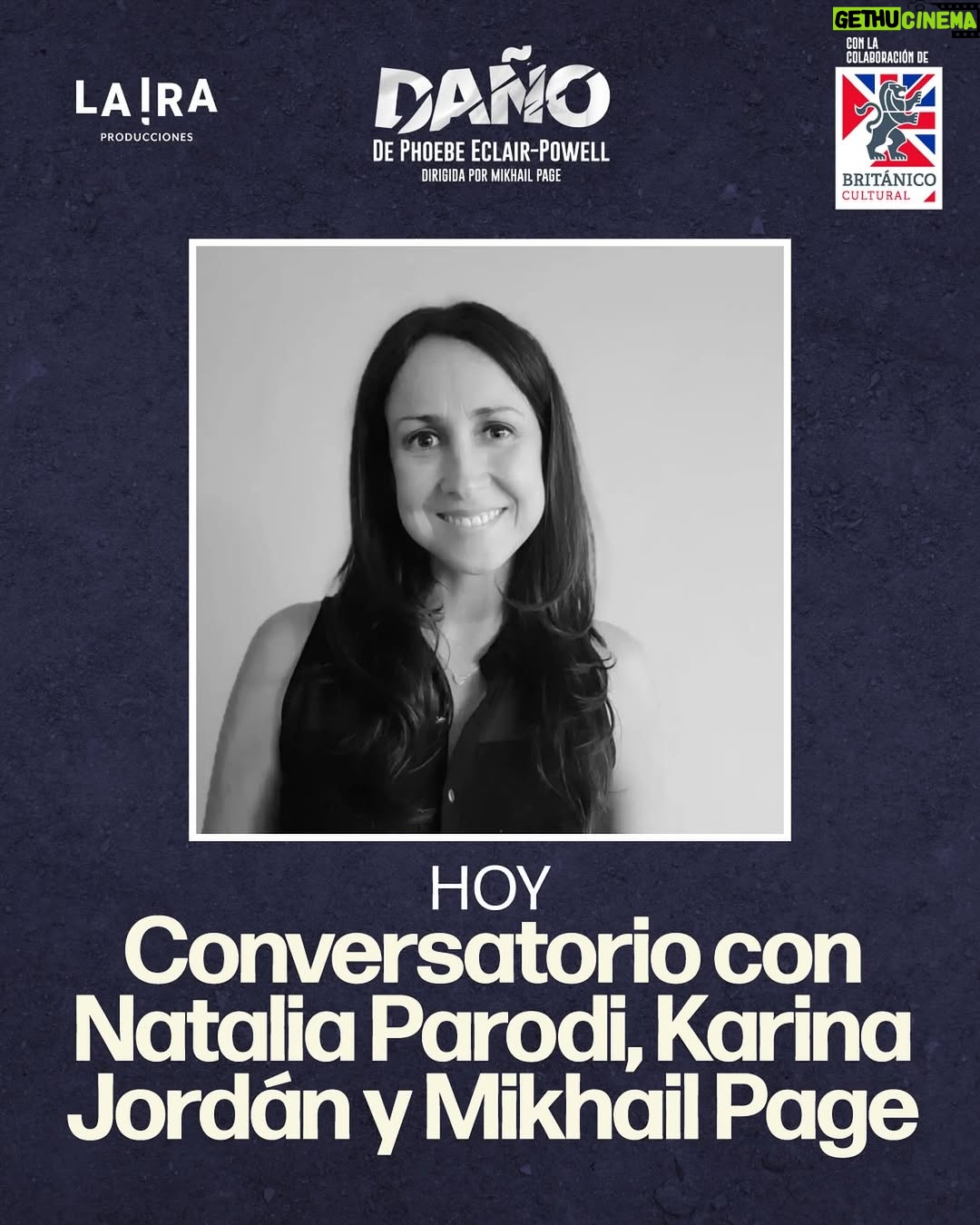 Karina Jordán - 37 Likes - 🗣️✨ Hoy tenemos conversatorio en DAÑO

Después de la función, acompáñanos a una charla imperdible con Natalia Parodi, psicóloga y terapeuta de Artes Expresivas . 💭🎭

Una mirada profunda sobre lo que DAÑO nos deja: las emociones detrás de la pantalla, la conexión, la soledad y la búsqueda de validación en el mundo digital.

📍Teatro Británico
🕗 8PM
🎟️ Entradas disponibles en Joinnus