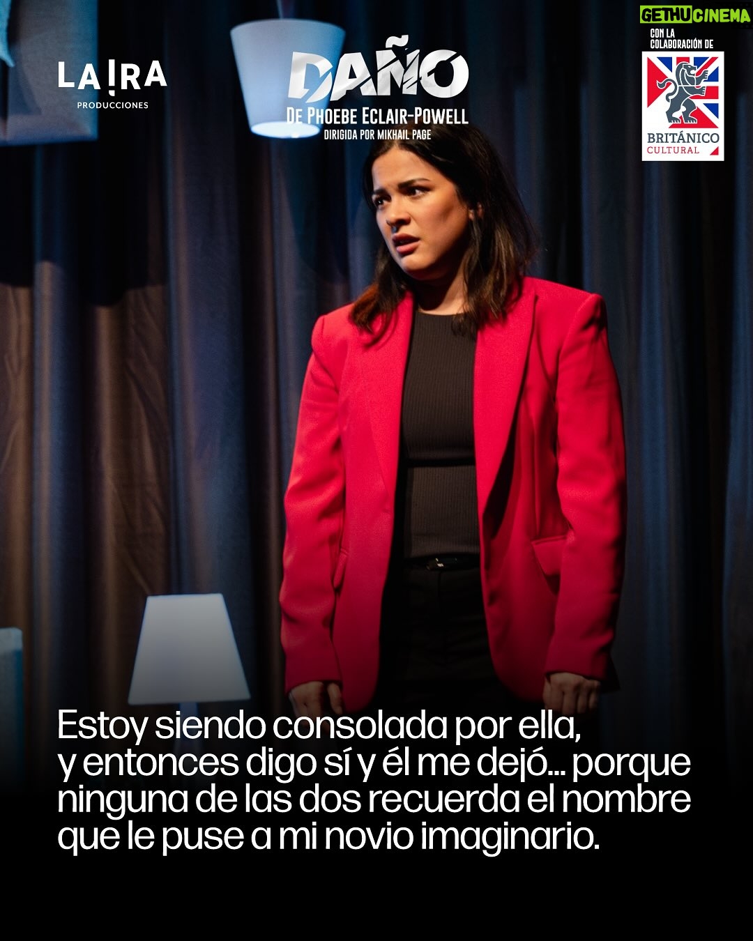 Karina Jordán - 59 Likes - Entre risas, vacíos y pantallas, esta obra te hace mirar hacia adentro.
¿Hasta dónde llegarías por sentirte visto?

Hoy comienza la 4ta semana de DAÑO de Phoebe Eclair-Powell, protagonizada por @karinajordanm y dirigida por @mikhail_page 

📍 Teatro Británico
🗓️ Martes y miércoles, 8PM
🎟️ Entradas en @joinnus