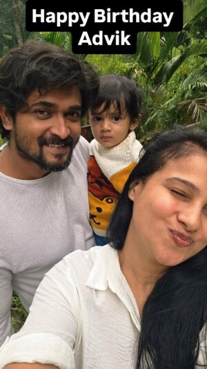 Kavitha Gowda Instagram - Wow, can you believe it's already been a year since this little bundle of joy came into our lives? 🥳 I can't believe how much love and laughter he has brought us in such a short time. Celebrating his birthday was truly an unforgettable experience . I'm so happy and grateful we got to make some amazing memories together, and I can't wait to see what adventures the next year brings! It fills my heart to see how much he has grown, yet I cry EVERY DAY as I don't want him to grow up , 🥰 #FirstBirthday #OneYearOld #Blessed