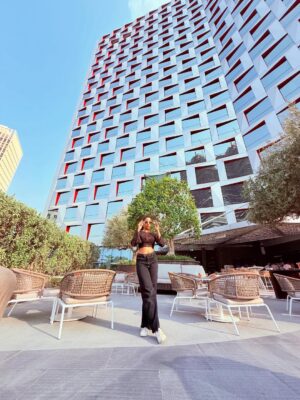Krutika Solanki Instagram - Black is my colour , MY colour is black ❤️🧿
We complement each other 😋
.
@hotelindigodubai ❤️ thank you for the amazing stay 💯
.
Outfits :
swim wear @savana
Black dress @myntra
Black top @savana
Beige pants @shopstyleash
#dubai #vacation #hotelindigo #love #krutikasolankii #travel #fitinspo #black #topgolfdubai #burjkhalifadubai