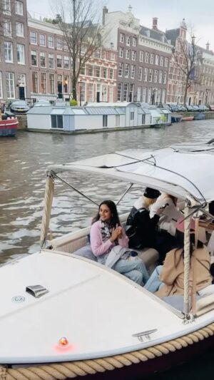 Kshitija Saxena Instagram - Feel the calm of the water in the hustle of the city #amsterdam🇳🇱 #canalcruise
.
.
#netherlands #explore #selflove #viralvideos #trendingreelsvideo #holland #amsterdam #river #cruise #goodvibes #instagood #reelitfeelit #europe #canal #holidays #like4like #travelgram #cheese #citylife #daytonight #tour #perfect #vintagestyle #chilling #love #vacation #cityofamsterdam #shitijasaxena
